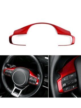 Red Steering Wheel Trim Cover Kia K5 DL3 2021-2023 Durable ABS Plastic Stylish
